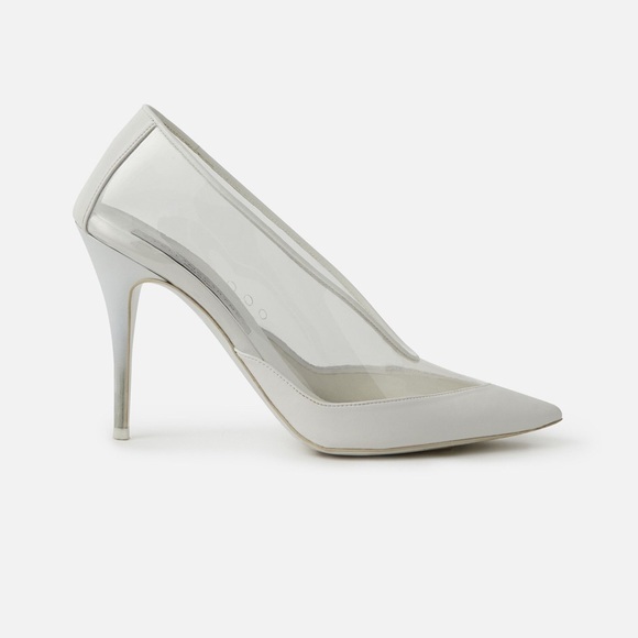 vintage stella mccartney pvc clear and white leather pumps - US10 - Picture 2 of 5